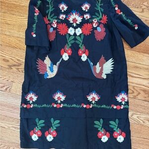 Zara Black Dress with Multicolor Embroidery